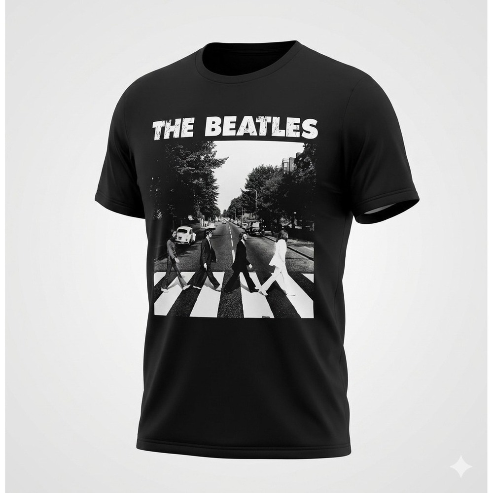 The‎ Beatles Men's Black Retro Band Short Sleeve T-Shirt. Size M